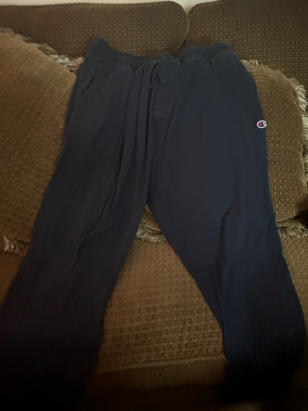 Champion Men's Dark Navy Joggers with Logo
